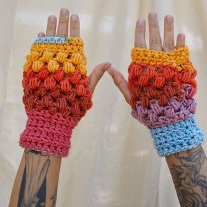 Retro Cinnamon Swirl Handmade Crochet Hand Warmers